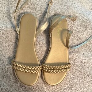 Lulus Gold Braided Strap Sandals- never worn size 7